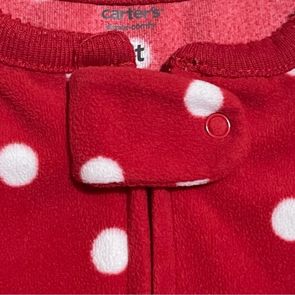Carter’s red fleece footie pajamas size 2t - Picture 4 of 6